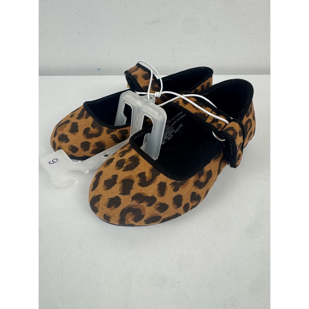 Cat & Jack Addy Toddler Girls Leopard Print Mary Jane Flats Shoes Size 6 NEW